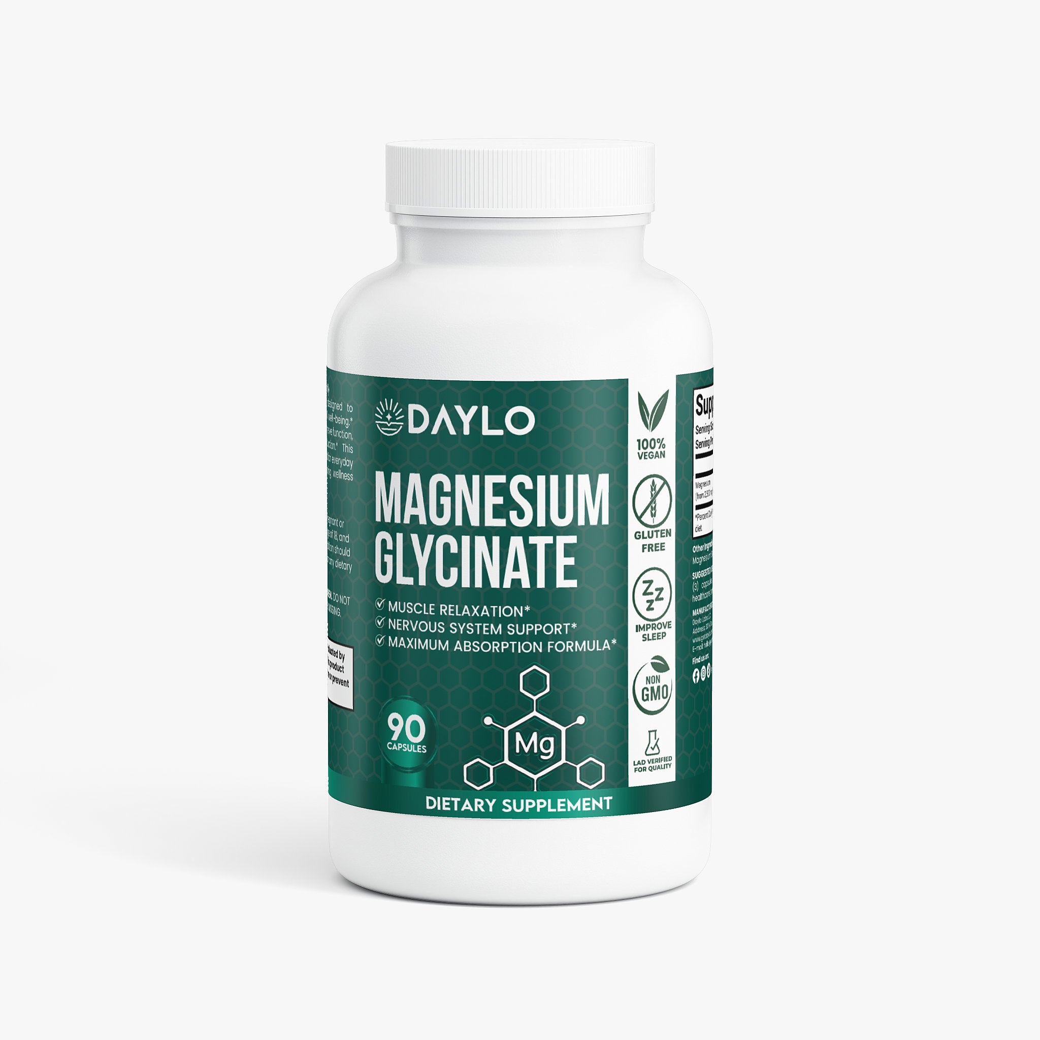 DAYLO Magnesium Glycinate supplement bottle front label