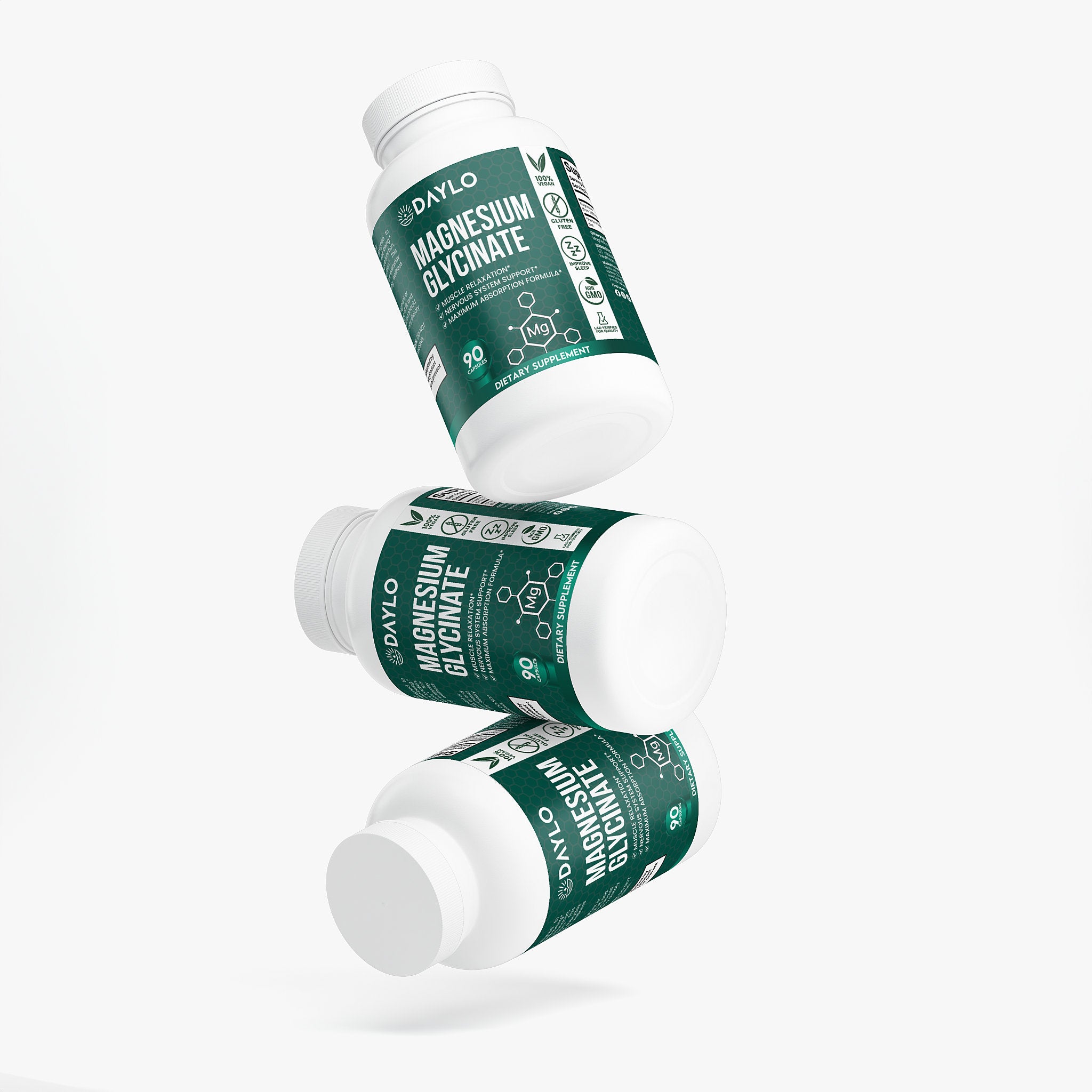 DAYLO Magnesium Glycinate supplement bottle angled label view
