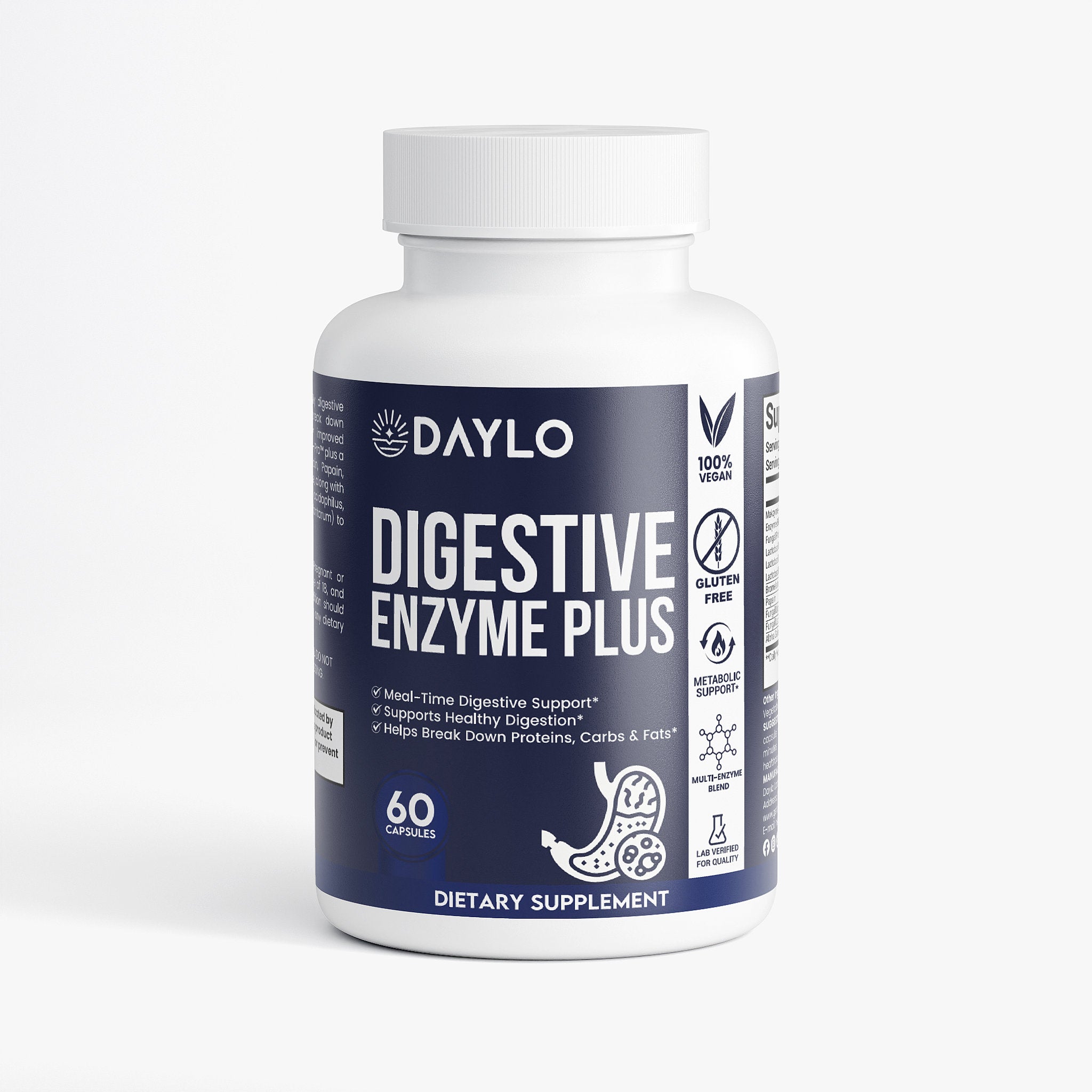 DAYLO Digestive Enzyme Plus supplement bottle front label