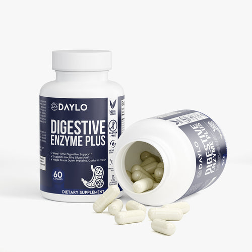 DAYLO Digestive Enzyme Plus supplement bottle side label