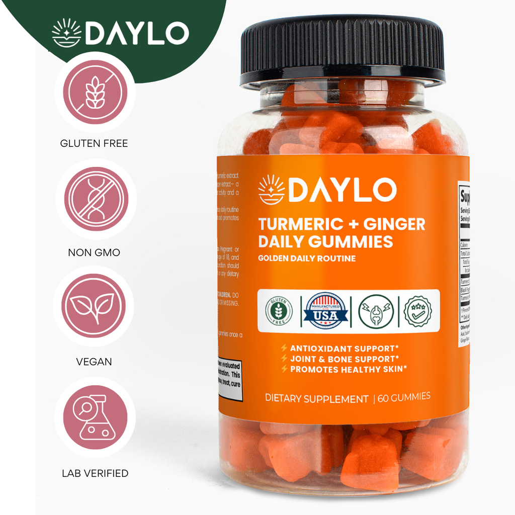 DAYLO Turmeric + Ginger Gummies (High Absorption with Black Pepper)