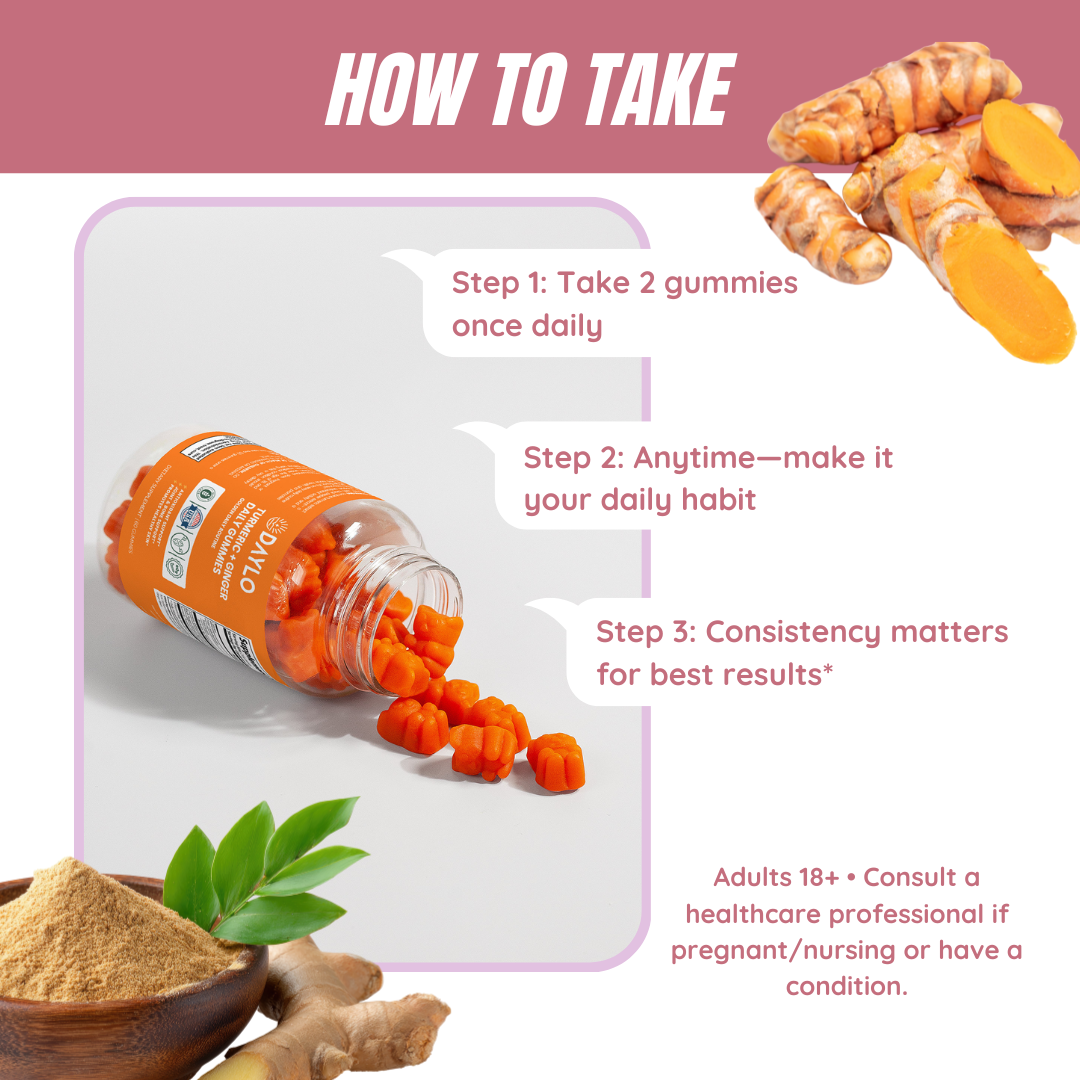 DAYLO Turmeric + Ginger Gummies (High Absorption with Black Pepper)